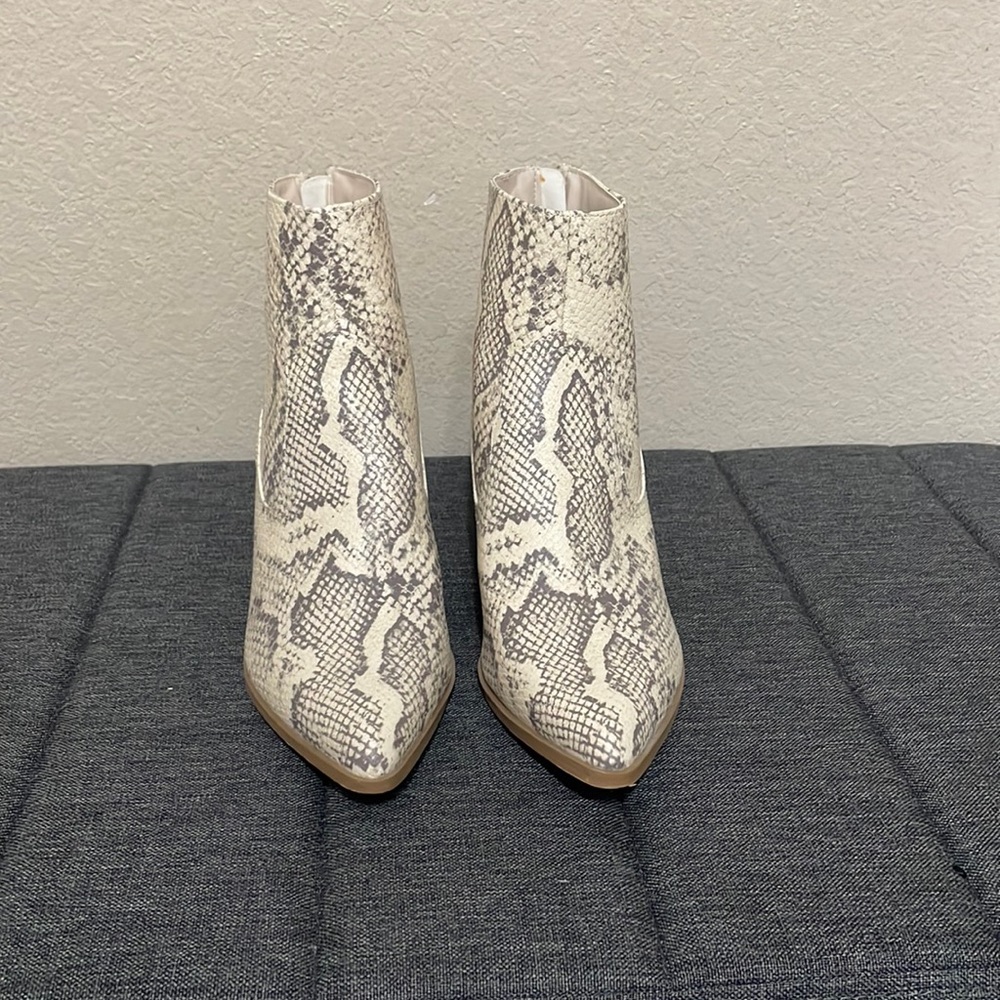 Snake print booties